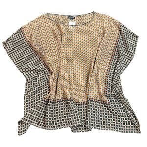 Max Edition Semi Sheer Geometric Print Poncho Style Top XL